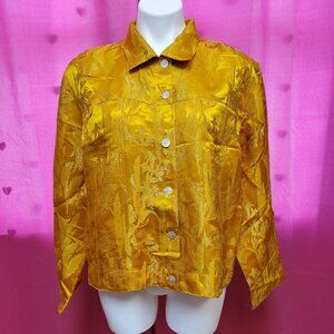 #231 NWT Chico's Yellow Gold Button-Down Dress Shirt Size 3 (16)